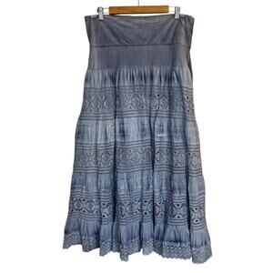 Catalog Favorites Skirt Women 1X Blue Plus Size Tie‎ Dye Boho Coastal Cottage
